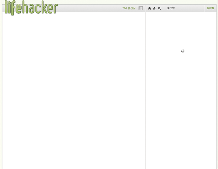 Screenshot of a completely blank website with only the Lifehacker logo displayed.