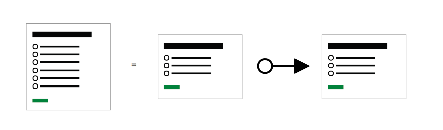 A simple wireframe showing a multi-step form
