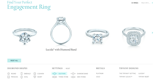 Tiffany's Engagement Ring Finder
