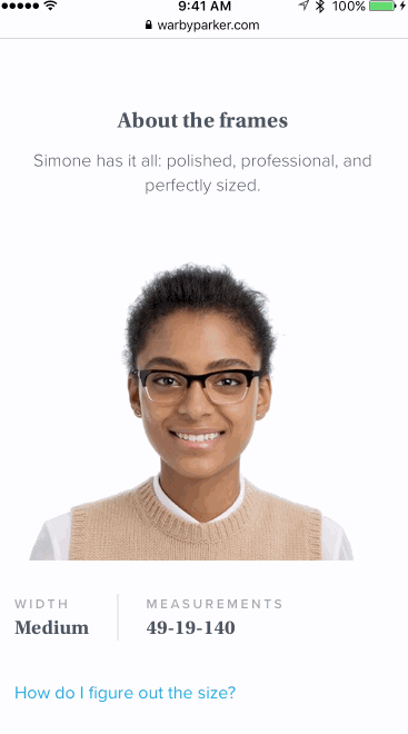 Warby Parker UI