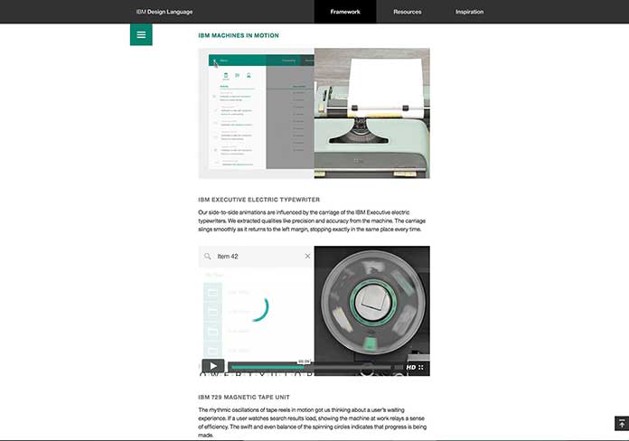 Screenshot of IBM’s Machines in Motion design guidelines