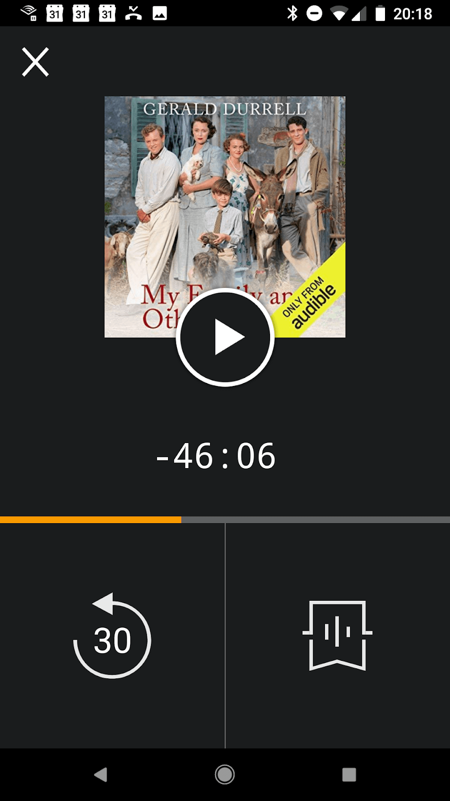 Mobile phone showing Audible's driving mode.