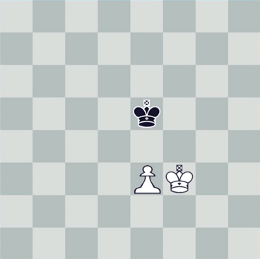 Chessboard showing only three pieces