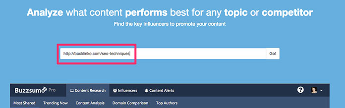 Research a URL on Buzzsumo to help generate article ideas.