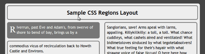 top of the CSS Region sample document