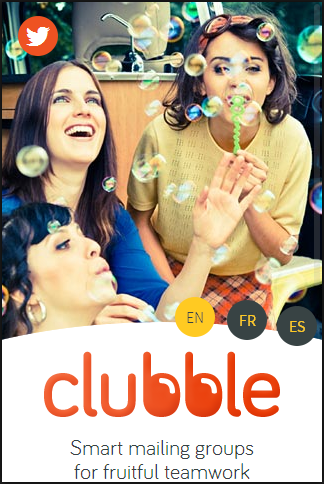 Clubble mailing groups mobile home page