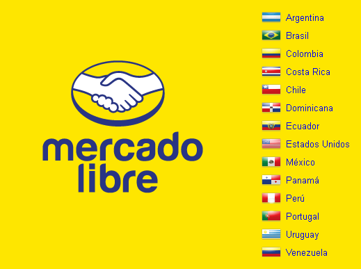 Mercado Libre country selector with flag icons