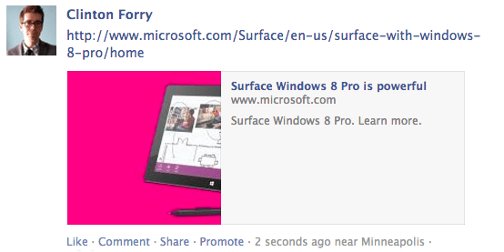 Facebook link to a Microsoft page