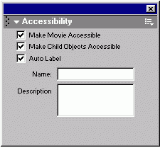 An accessibility panel in Flash MX.