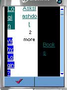 [Image shows detail of original Slashdot site as displayed in the Openwave Phone Simulator. The table-based layout displays text in two-letter sections, one above the next.]