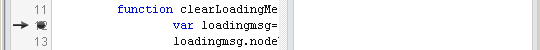 Dragonfly debugger stopped at breakpoint inside clearLoadingMessage