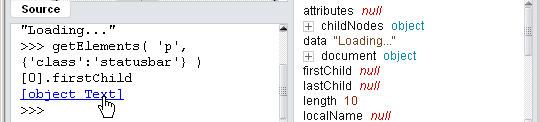 Dragonfly debugger command line outputs [object Text]