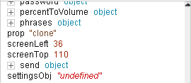 Dragonfly's local variables pane shows the global prop variable