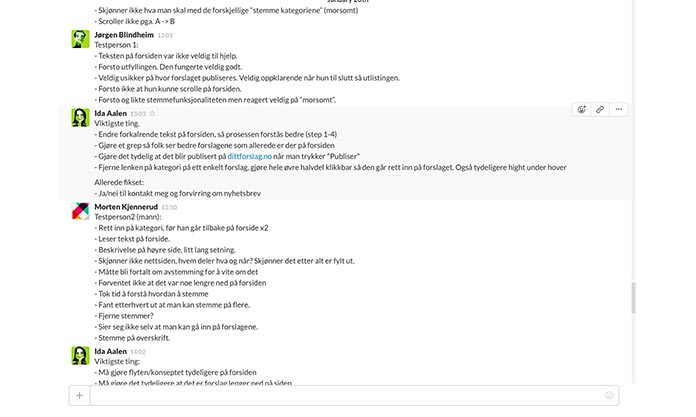 List of update notifications in the Slack channel