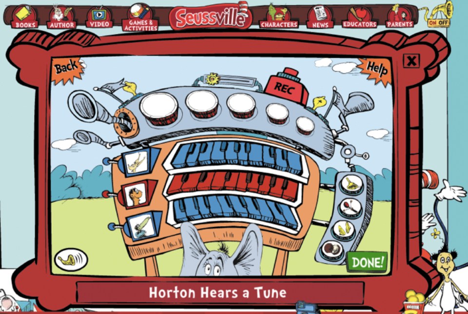 Screenshot of “Horton Hears a Tune” on Seussville