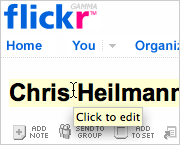 flickr headline and text input field that is only editable when you click on it with a mouse