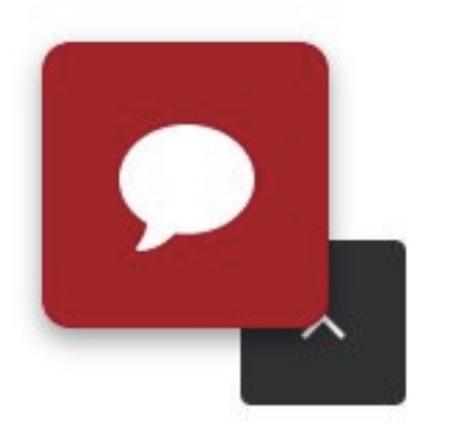 A red chat icon overlaps with a corner of the scroll to top icon, obscuring a portion of the arrow.