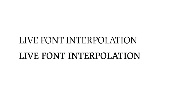 Comparison of the headline “LIVE FONT INTERPOLATION” set in the text version and the display version of the JAF Lapture font, illustrating how the display version reads better visually.