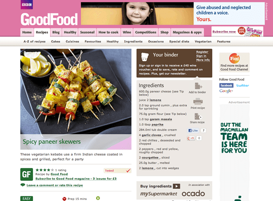BBC Good Food Website Interface