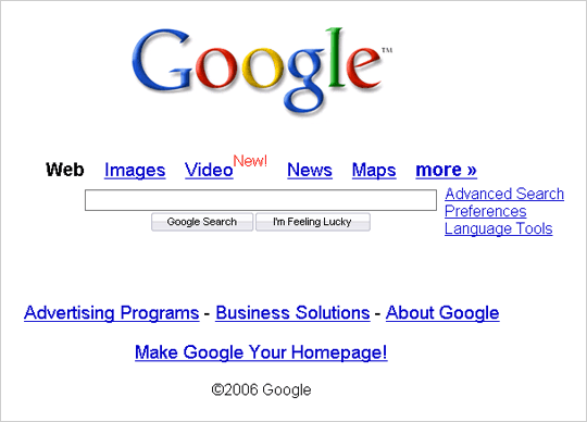 Screenshot of google.com on IE/Win with the largest text size.