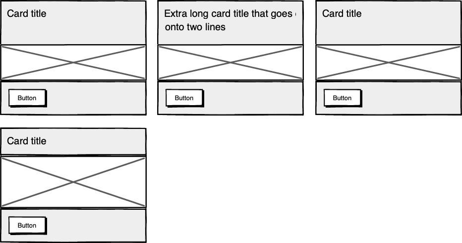 Wireframes showing several boxes with the contents aligned across boxes