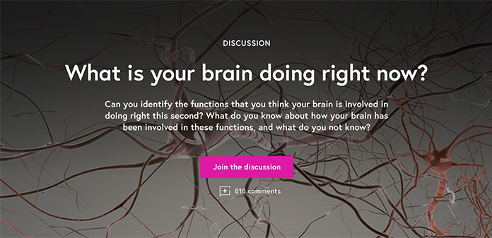 Screenshot of a module inviting learners to take part in a discussion on brain activity.