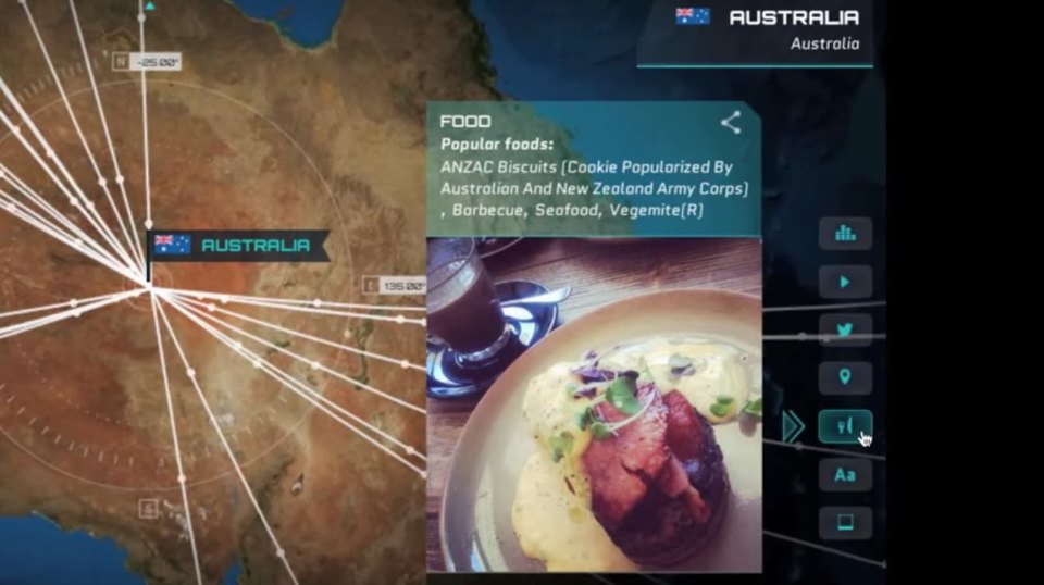 Image of the National Geographic Channel’s Live From Space second-screen experience, including an Instagram photo of an Australian repast.