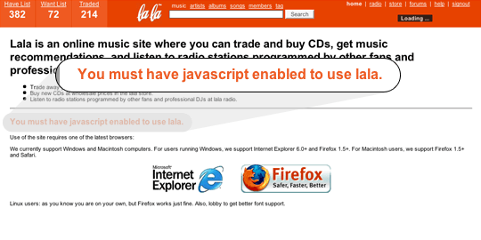  you must have javascript enabled to use lala