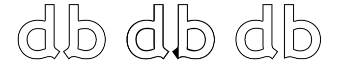 Illustration showing how lowercase ‘d’ and ‘b’ were modified to make them more easily distinguishable in Wellcome Bold
