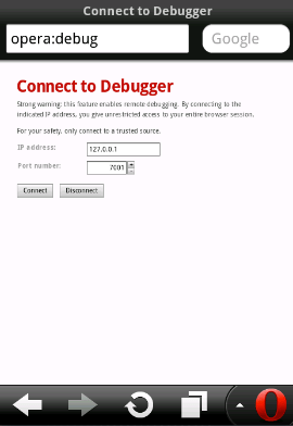Opera Mobile debug console