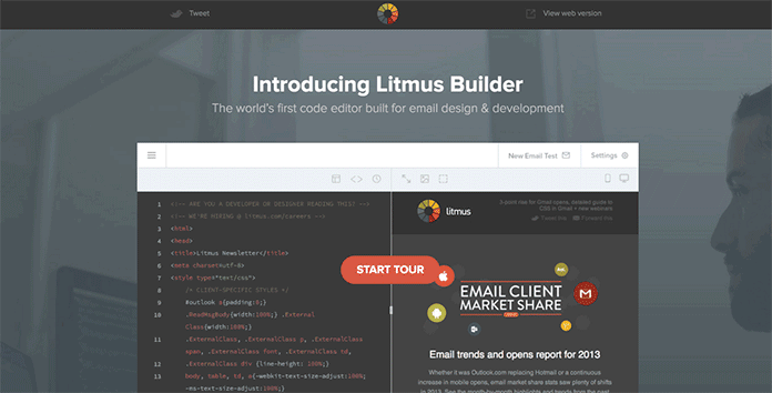 Screenshot showing Litmus Buildeer—a code editor built for email design and development.
