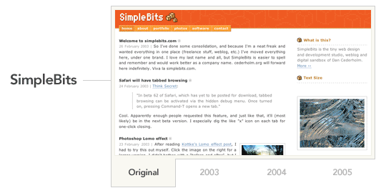 Image showing SimpleBits over the years.
