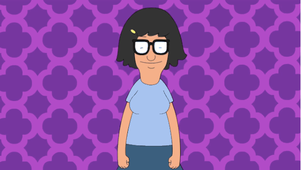 A gif of Tina from Bob's Burgers jumping up and down.