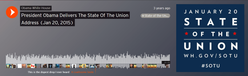 Screenshot of a Soundcloud audio file with little icons scatter about the timeline