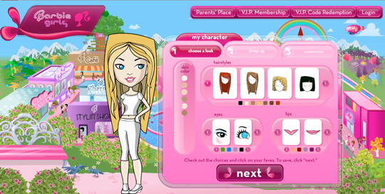 Registration on the Barbie Girls site