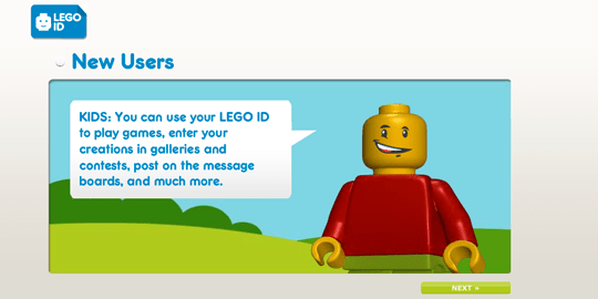The LEGO ID registration, on the second animation screen.