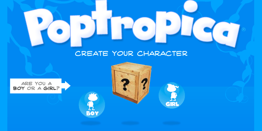 Creating a character on Poptropica.